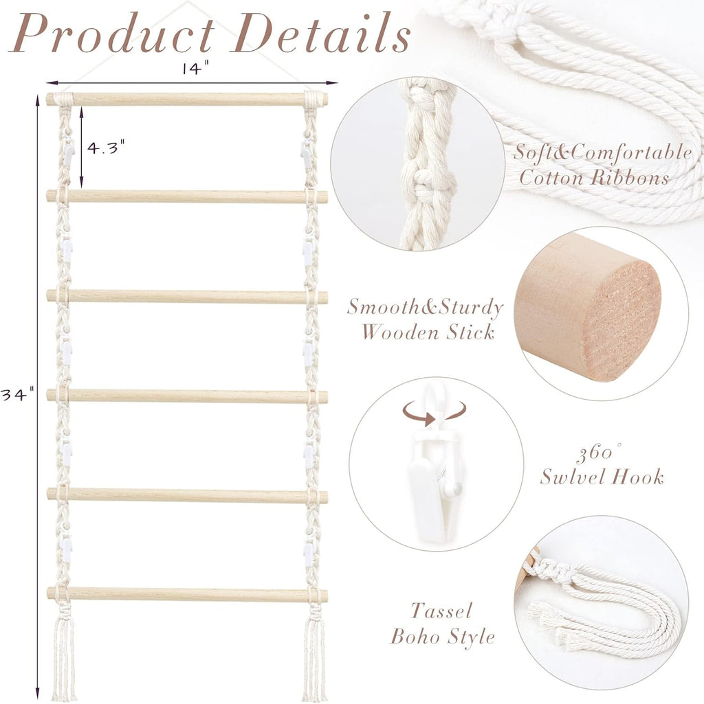 Macrame Hair Claw Clip Organizer,Hanging Hair Clip Holder and Storage for Women Girls,Claw Clip Hanger Home Decor for