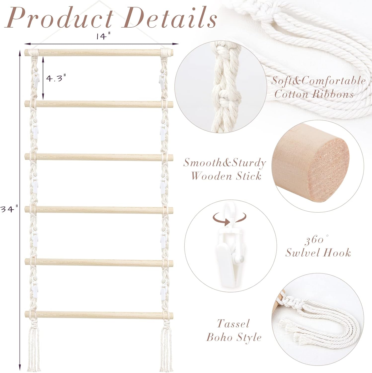 Macrame Hair Claw Clip Organizer,Hanging Hair Clip Holder and Storage for Women Girls,Claw Clip Hanger Home Decor for