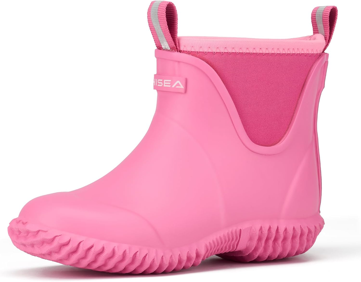 Kids Neoprene Rubber Rain Boots, Insulated Ankle Mud Boots with Self-Cleaning Non-Slip Sole, Breathable