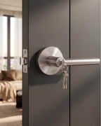 Brushed Nickel Entry Door Handles with Lock and Key 2 Pack
