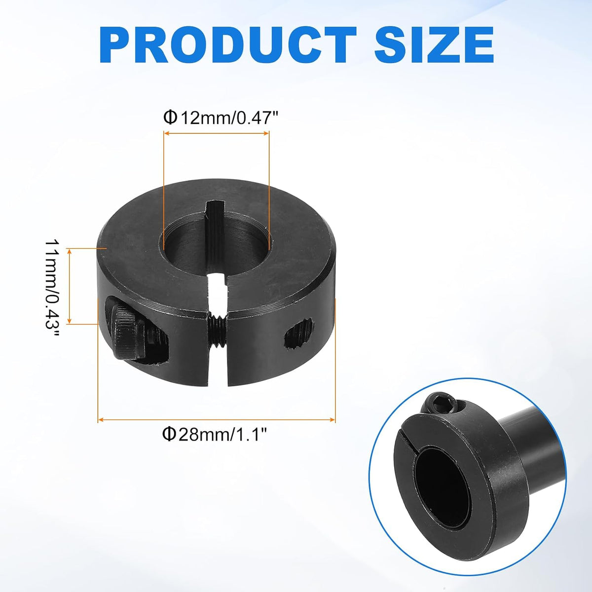 uxcell 4pcs Single Split Shaft Collar 12mm Carbon Steel Black Oxide