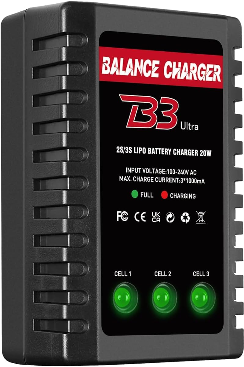 2S-3S LiPo Battery Charger, RC Balance Charger AC 7.4-11.1V Upgrade Version Compact RC Car Charger for XHR Plug Battery