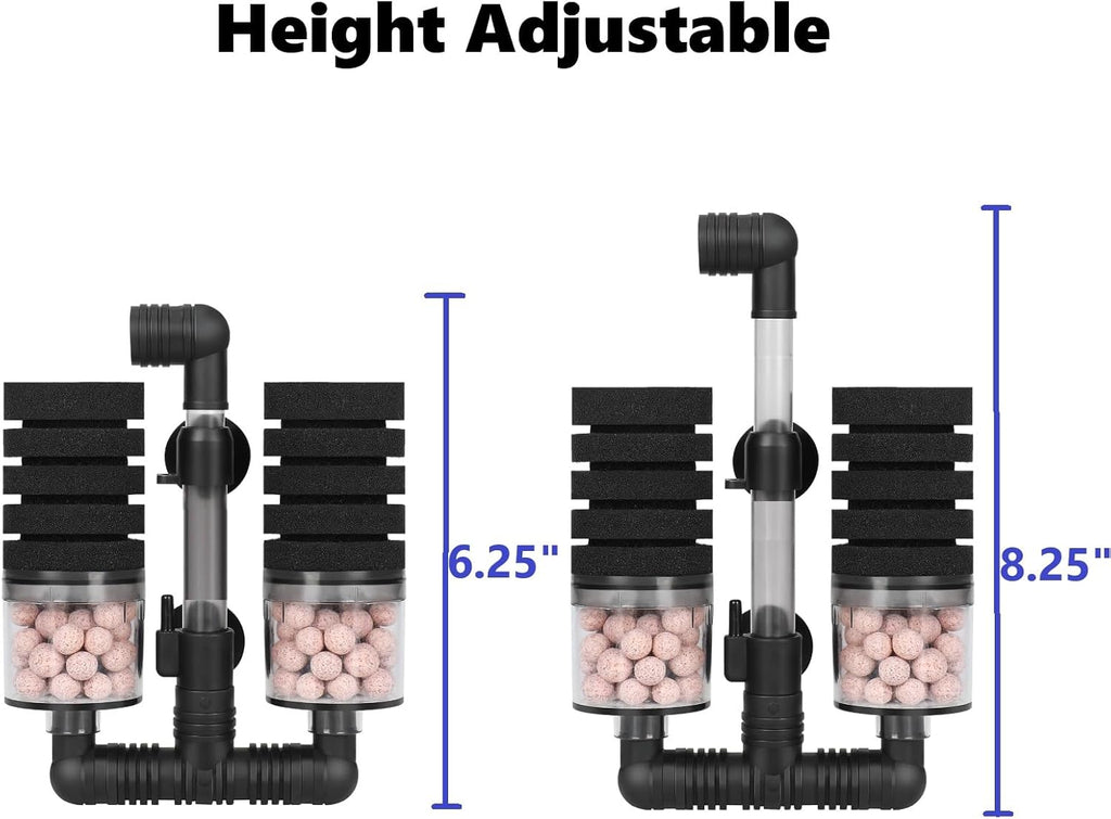 Aquarium Air Powered Sponge Filter with Ceramic Media Balls