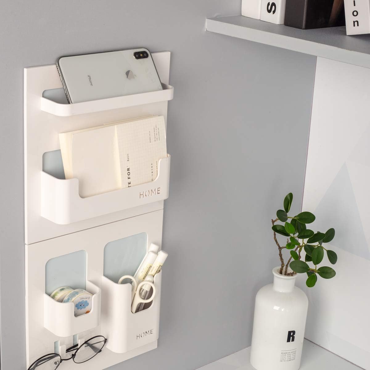 Bedside Shelf - Stick On Wall Mounted Bed Room,Dorm,Office Adhesive Floating Accessoies Caddy Organizer/Holder for