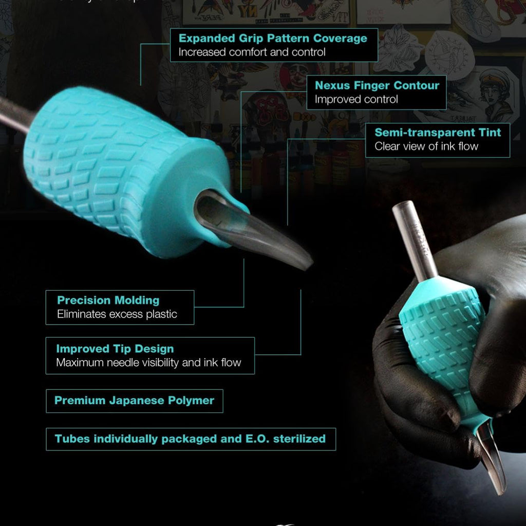 Tatsoul Wrath Nexus 1 Inch Grip, Disposable Tattoo Tubes, 7 Angled Round, Professional Tattoo Supplies, Ergonomically