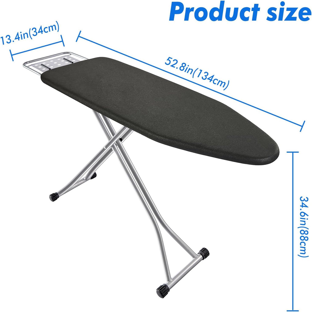 Full Size Ironing Board, Sturdy Frame, Heat Resistant Cover, Iron Rest | Stable Steel Construction, Wide Ironing