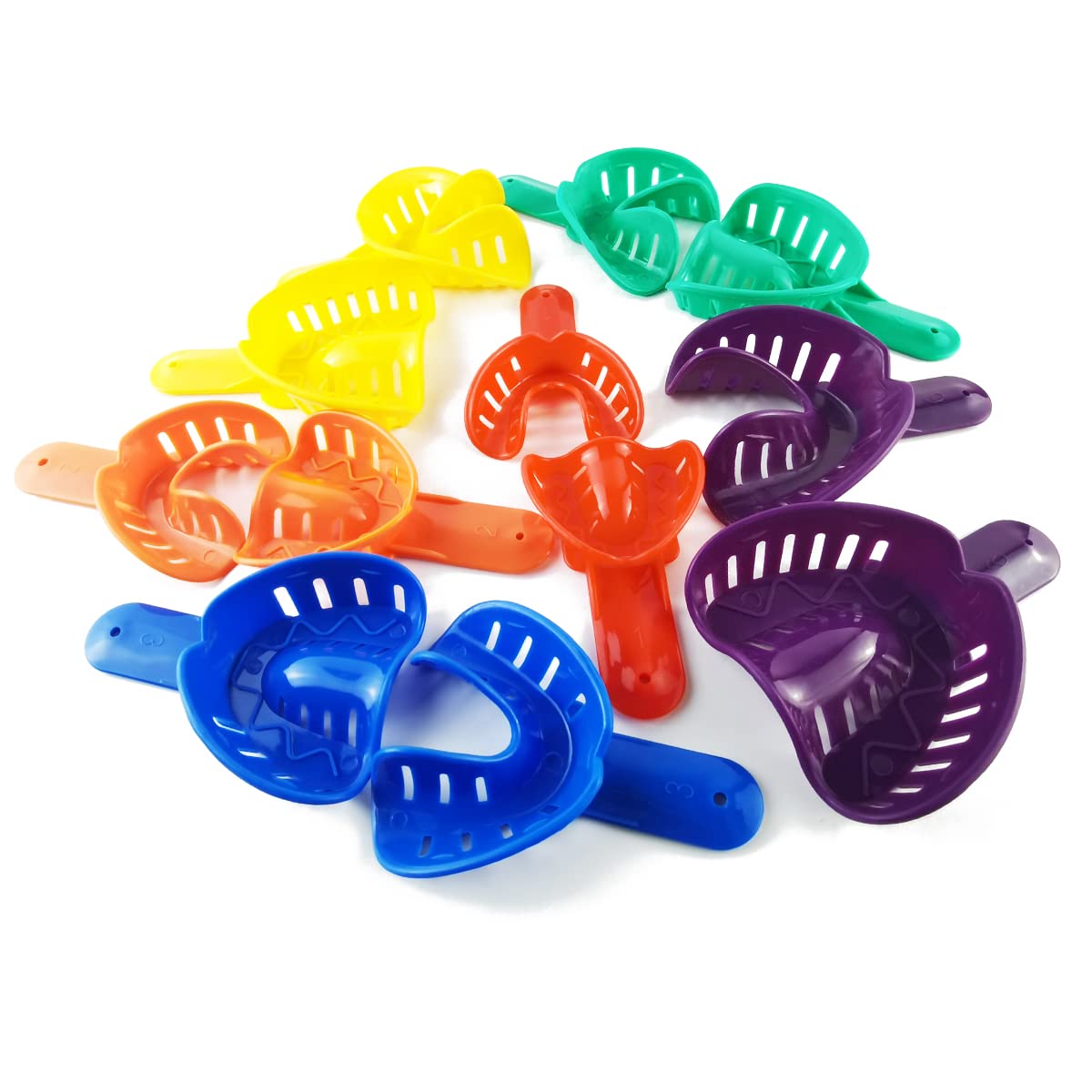 12PCS 6 Sizes Dental Impression Tray for Adult/Children, Plastic Materials Teeth Holder Dental Central Supply for