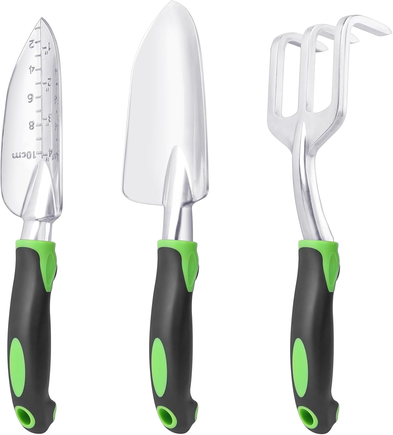 Garden Tools Set, 3 Pack Heavy Duty Gardening Tools Set Include Garden Shovel, Transplant Trowel and Hand Rake with