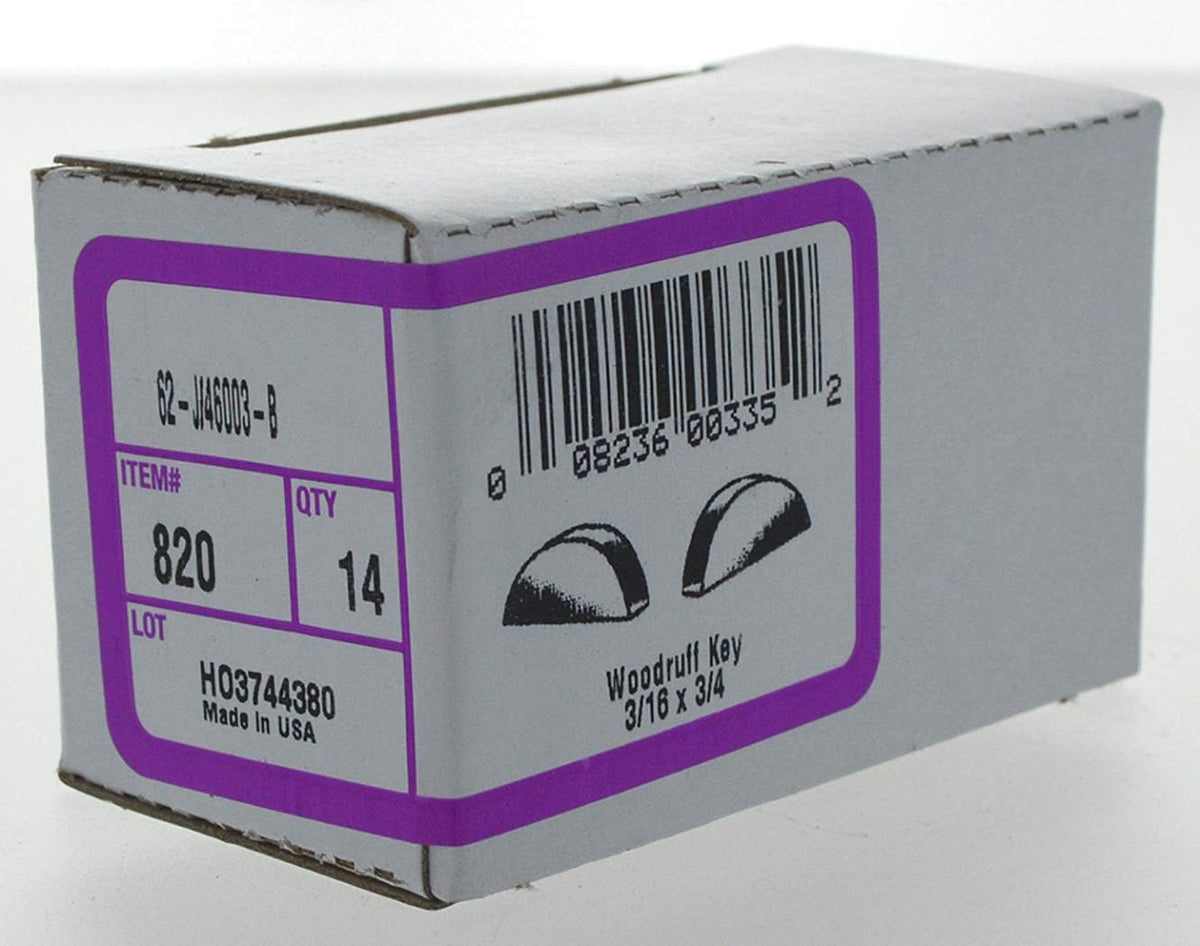 Hillman 820 Woodruff Key 3/16 x 3/4 In. 14-Pack,Gray