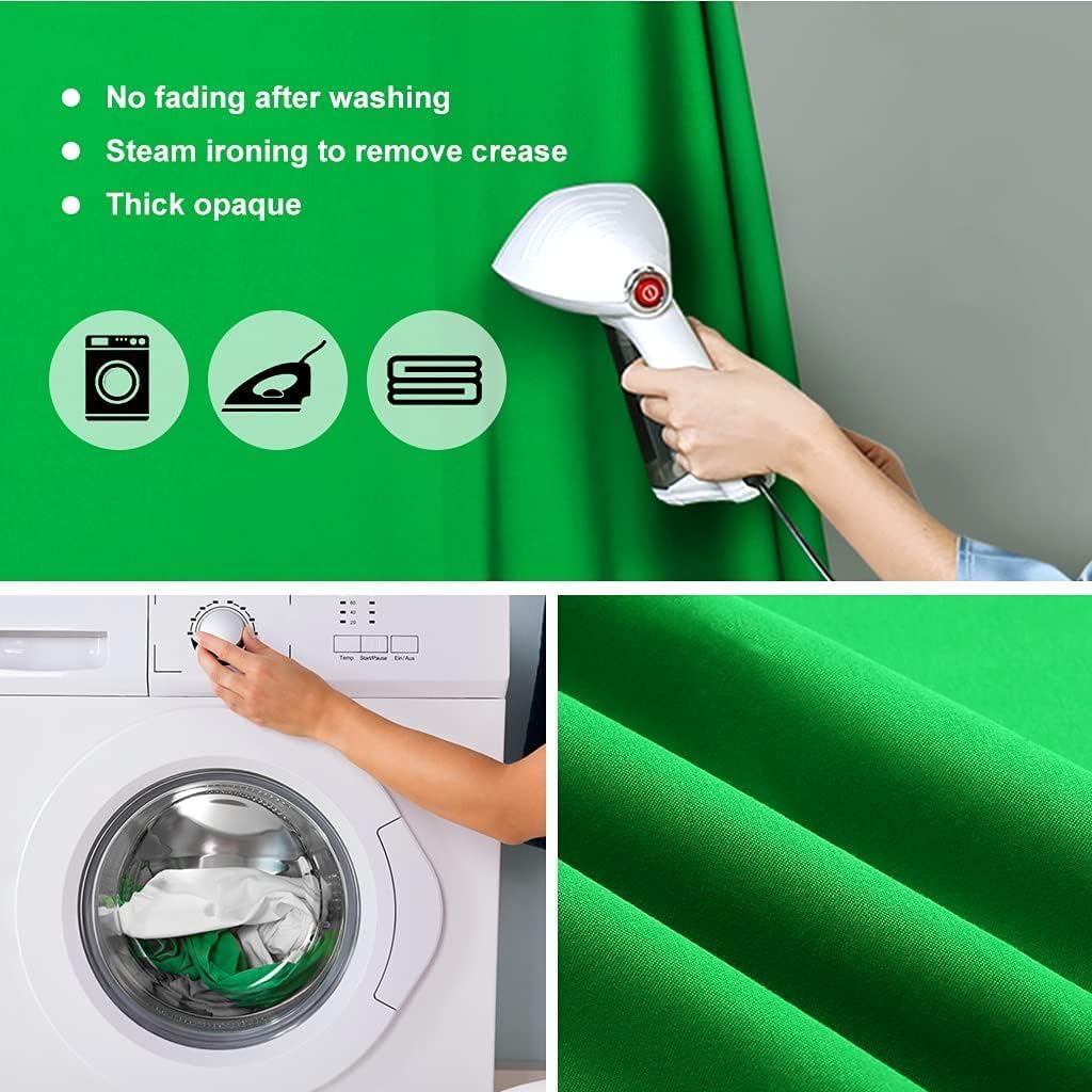 10x20ft Green Screen Backdrop for Photography, Dual-Size Dual-Pocket Design Chromakey Background for Photoshoot and