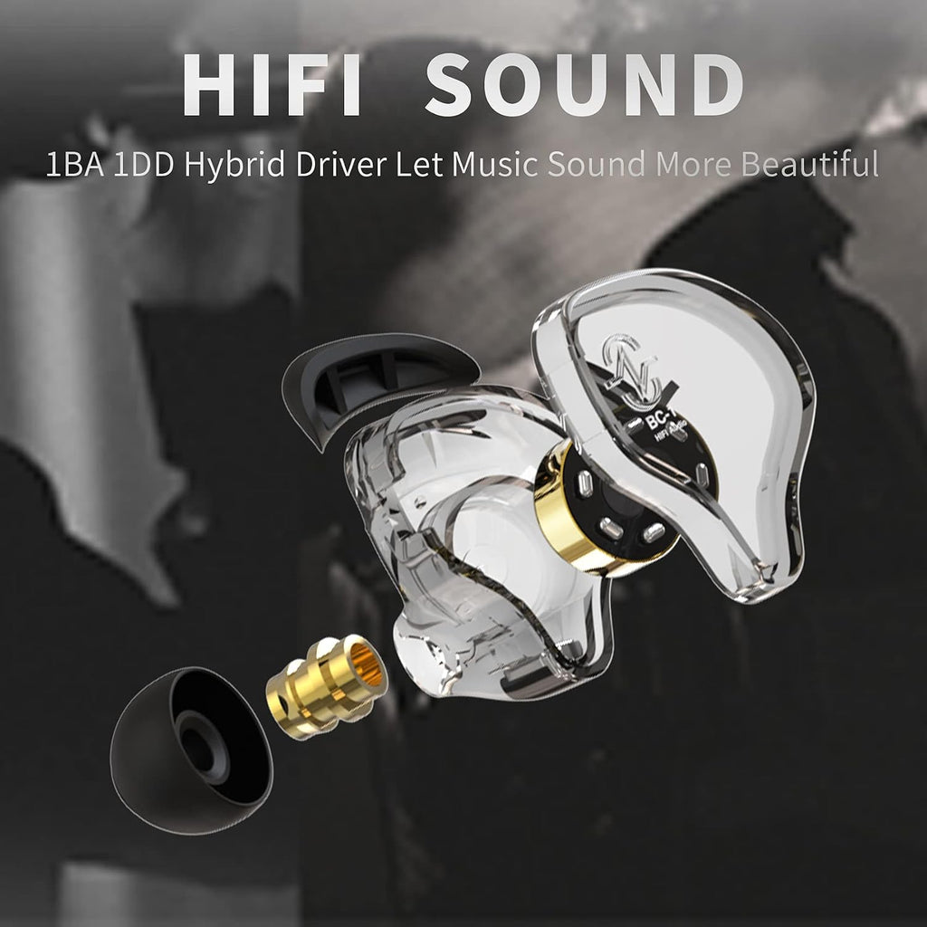 CCZ Melody in Ear Monitors Earphones Headphones Wired Earbuds Without Microphone IEM HiFi Bass with 1DD 1BA, Ear