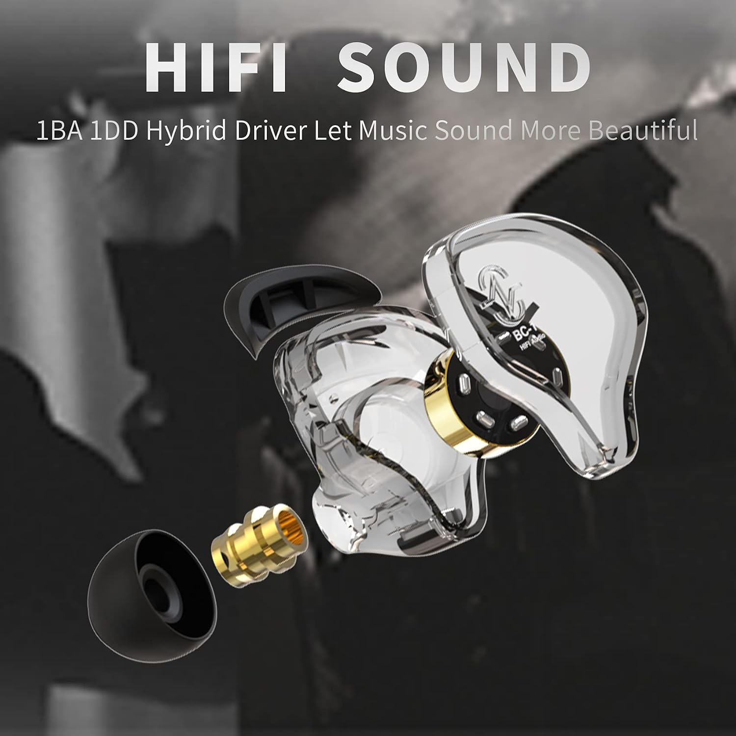 CCZ Melody in Ear Monitors Earphones Headphones Wired Earbuds Without Microphone IEM HiFi Bass with 1DD 1BA, Ear