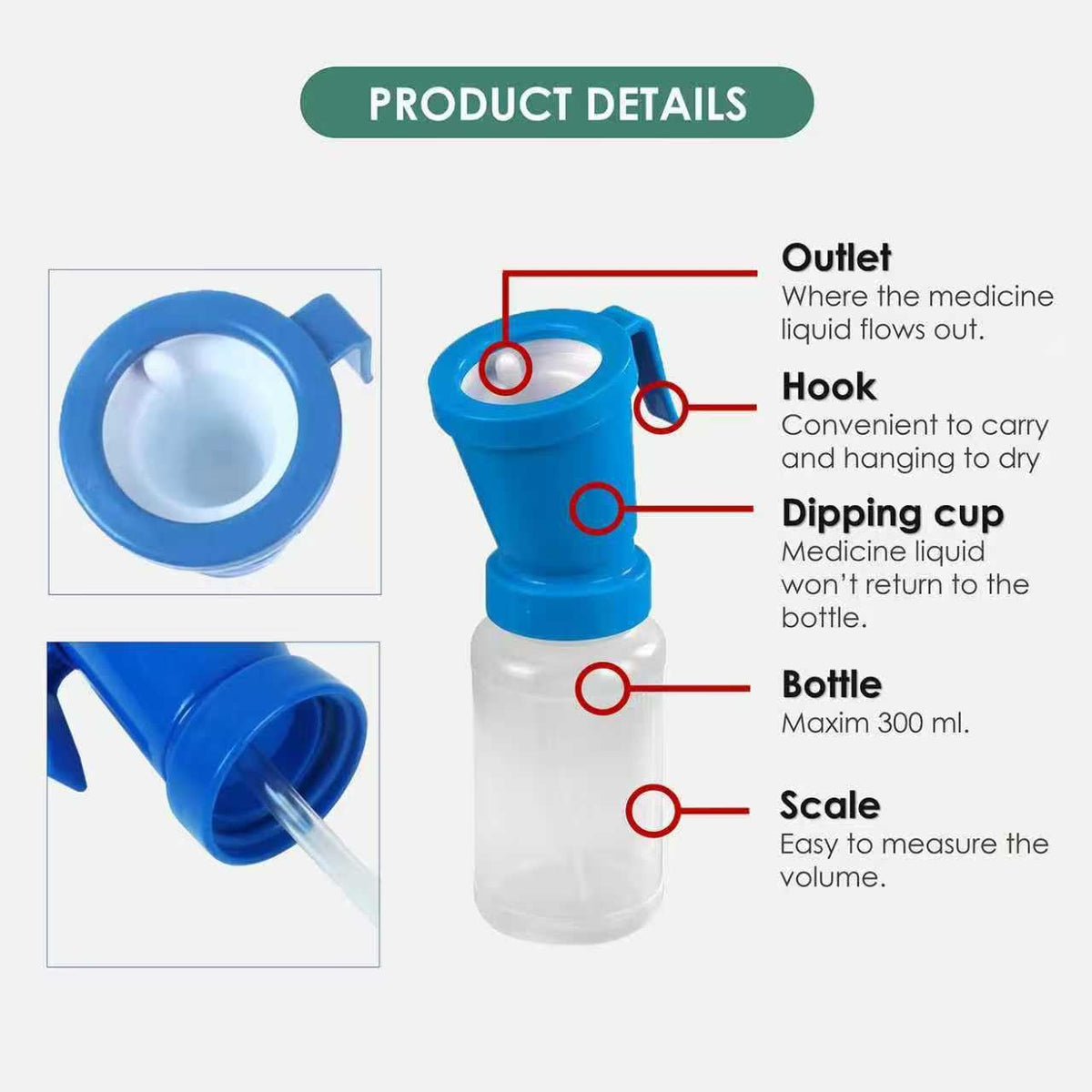 Teat Dip Cup, Blue, 300 ml, 2 Pack