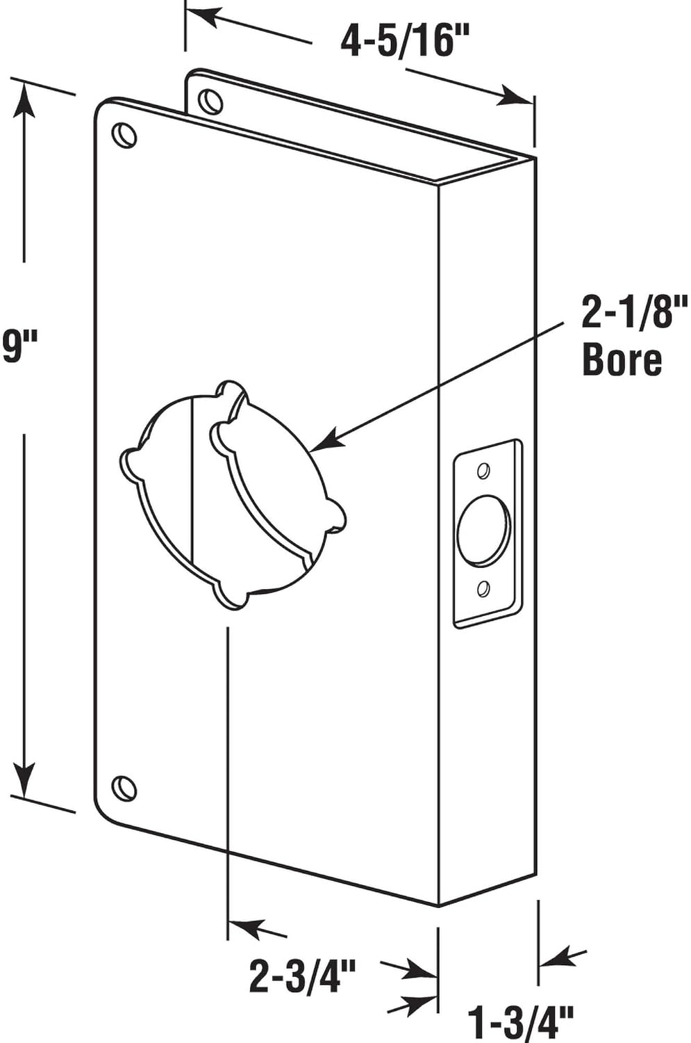 Prime-Line U 9552 Stainless Steel Lock and Door Reinforcement Plate for 1-3/4 In. Thick Doors, Stainless Steel Finish