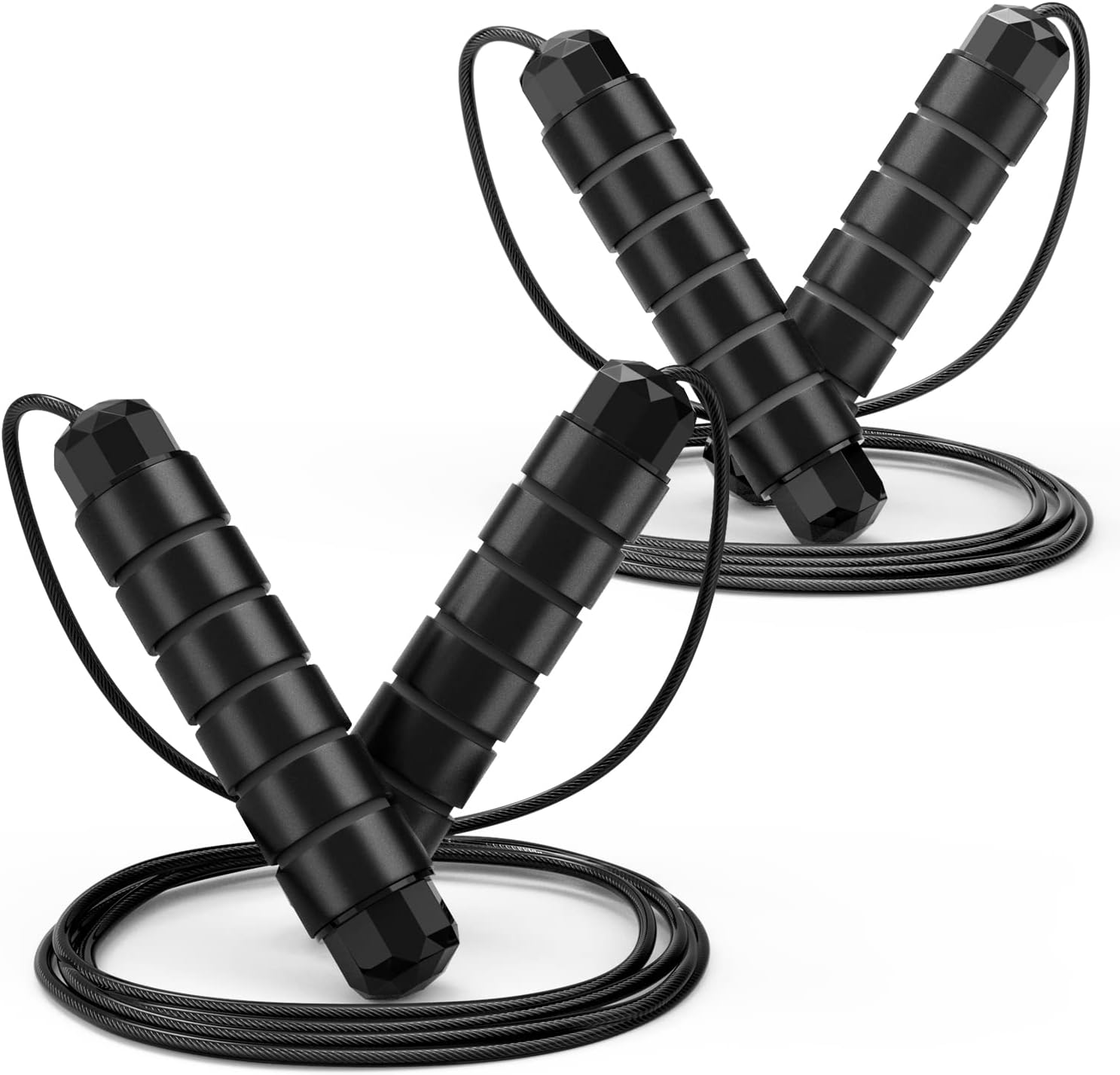 Jump Rope, Tangle-Free Rapid Speed Jumping Rope Cable with Ball Bearings for Women, Men, and Kids, Adjustable Steel