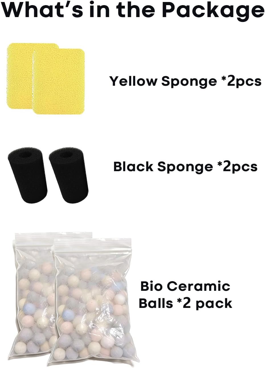 2 Pack Ceramic Bio Balls Sponge G1 Filter Media Replacement, Ceramic Rings Media Biological Material Filtration 1 to