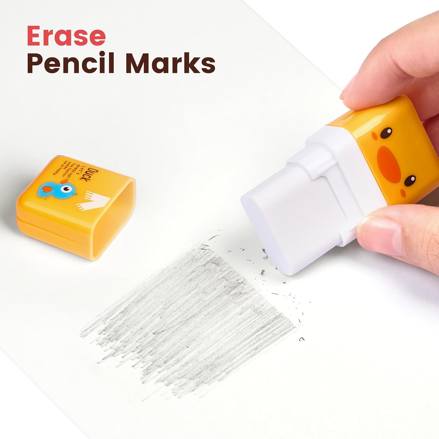 12 Pack Pencil Erasers, Cute Erasers Pencil Eraser with Clean up Roller Pencil Eraser Shaving Roller Case Erasers for