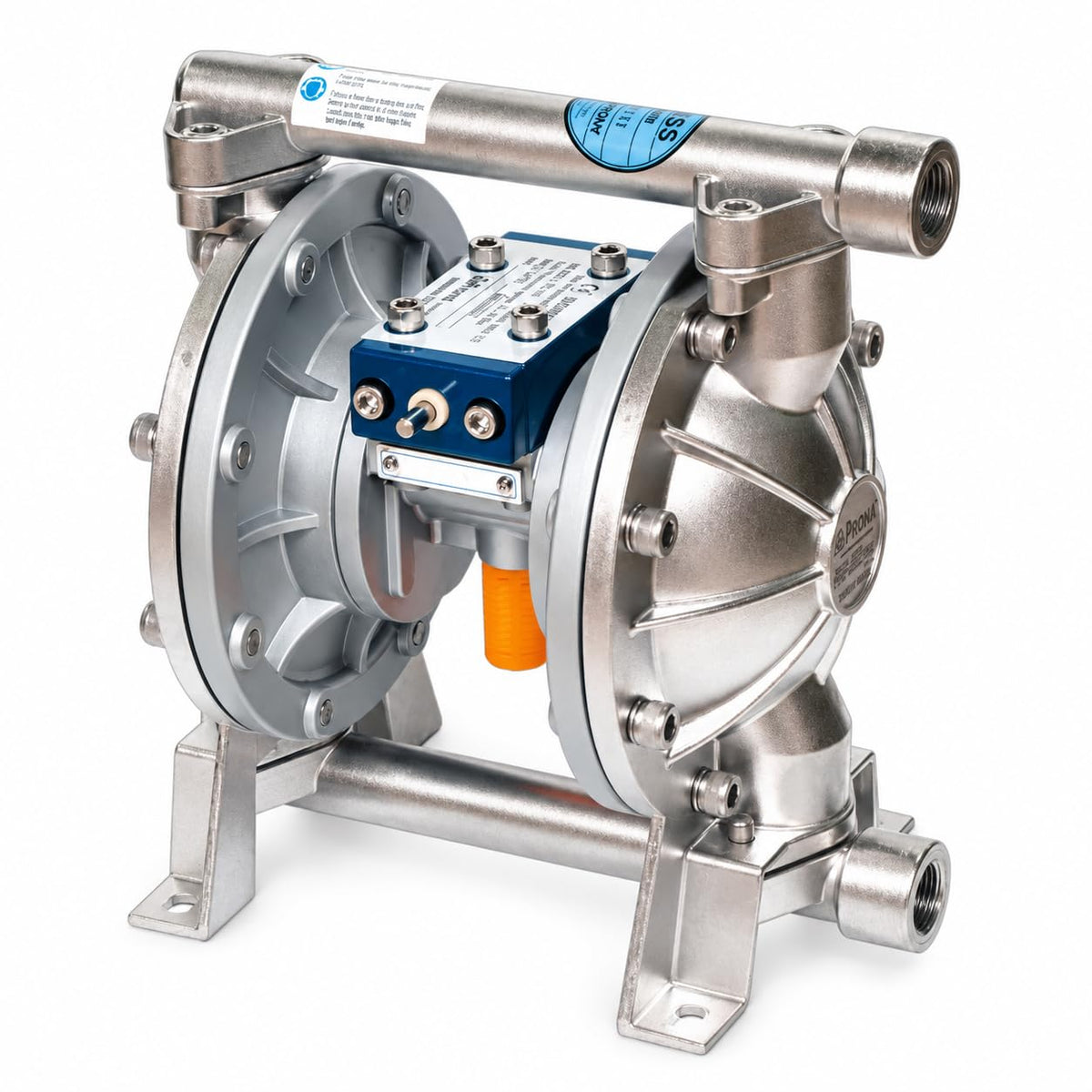 RS-20 Air-Operated Double Diaphragm Pump, Stainless Steel, 1/2 in