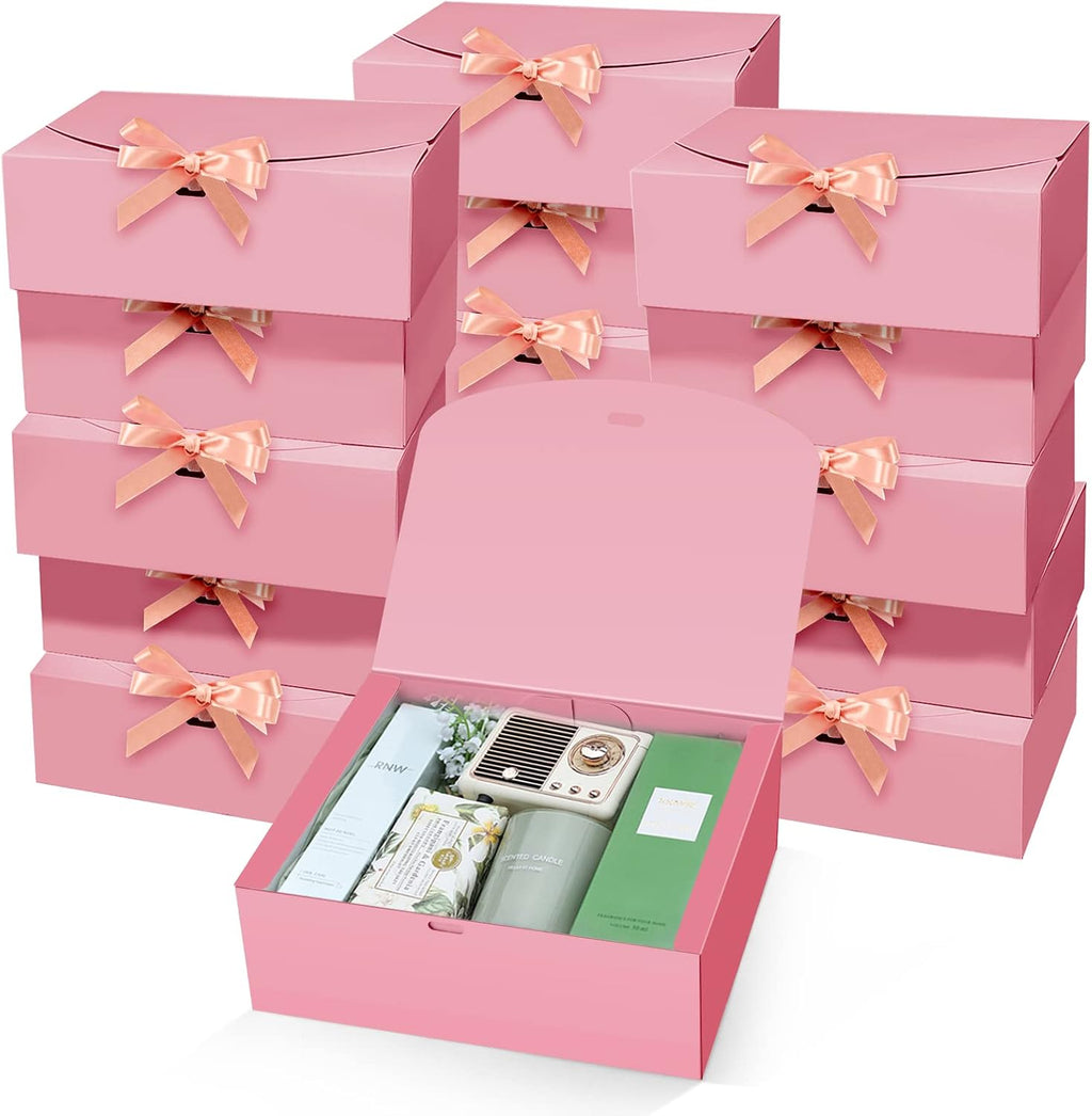15 PCs Gift Boxes, 10X8X4 Inch Proposal Box with Ribbon, Pink Box