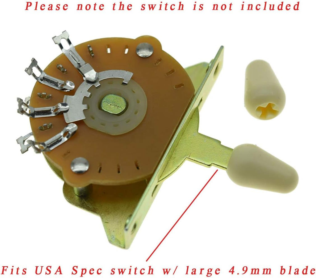 KAISH 2pcs Guitar 5 Way Pickup Selector Switch Tip Switch Cap Switch Knob for USA Stratocaster/Strat Aged White