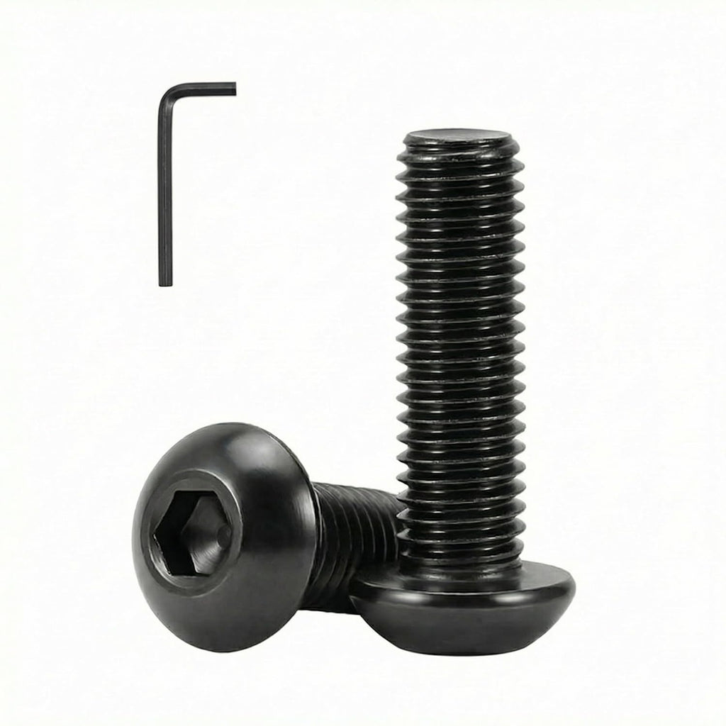 M3 x 12mm(50 Pack) Button Head Hex Socket Cap Screws Bolts, Hex Drive Bright Finish Fully Machine Thread, Corrosion Resistant Black Oxide 304 Stainless Steel 18-8 Screws