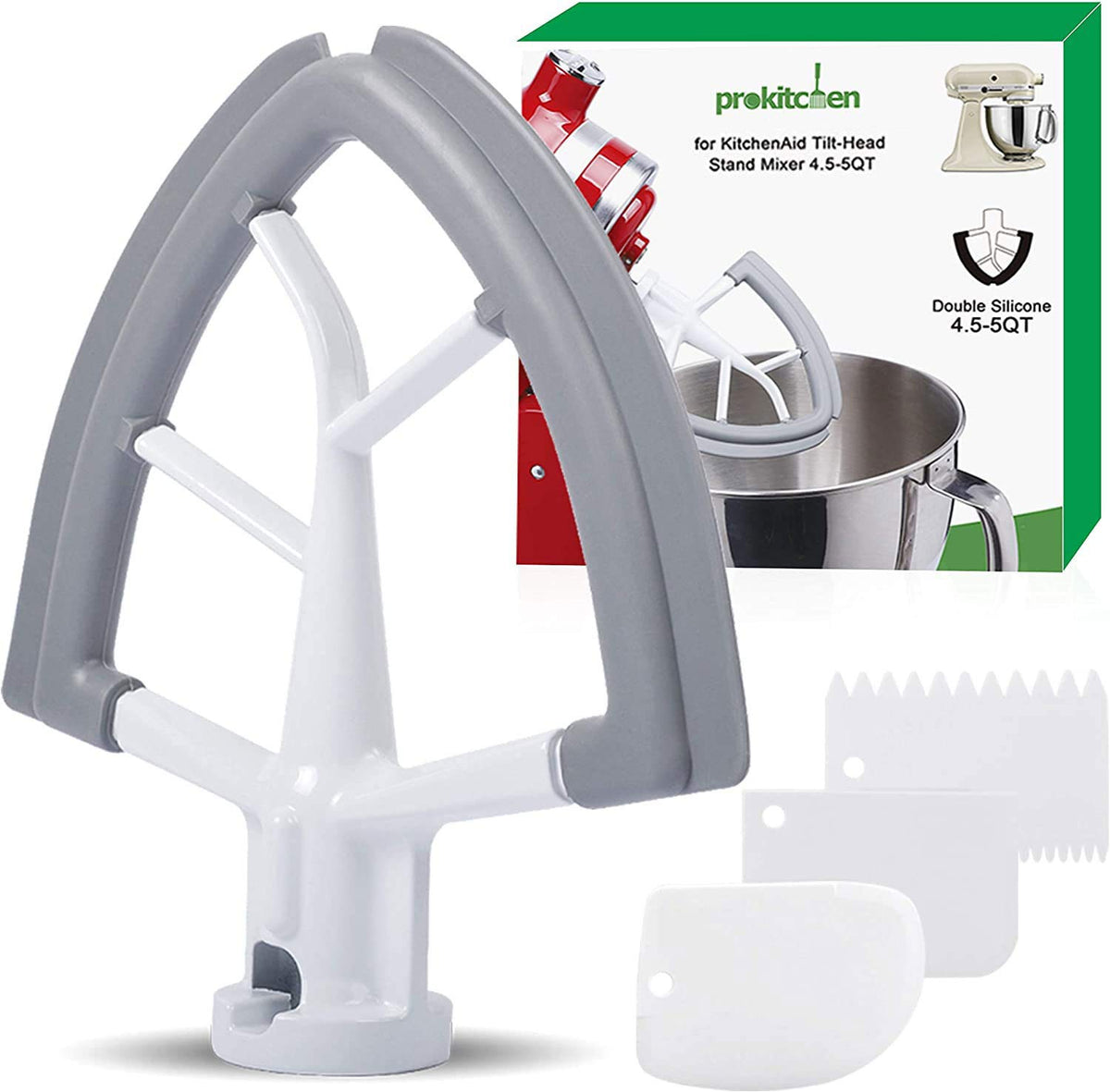 PROKITCHEN 4.5-5 Quart Flex Edge Beater Fit for Kitchen Aid Attachments
