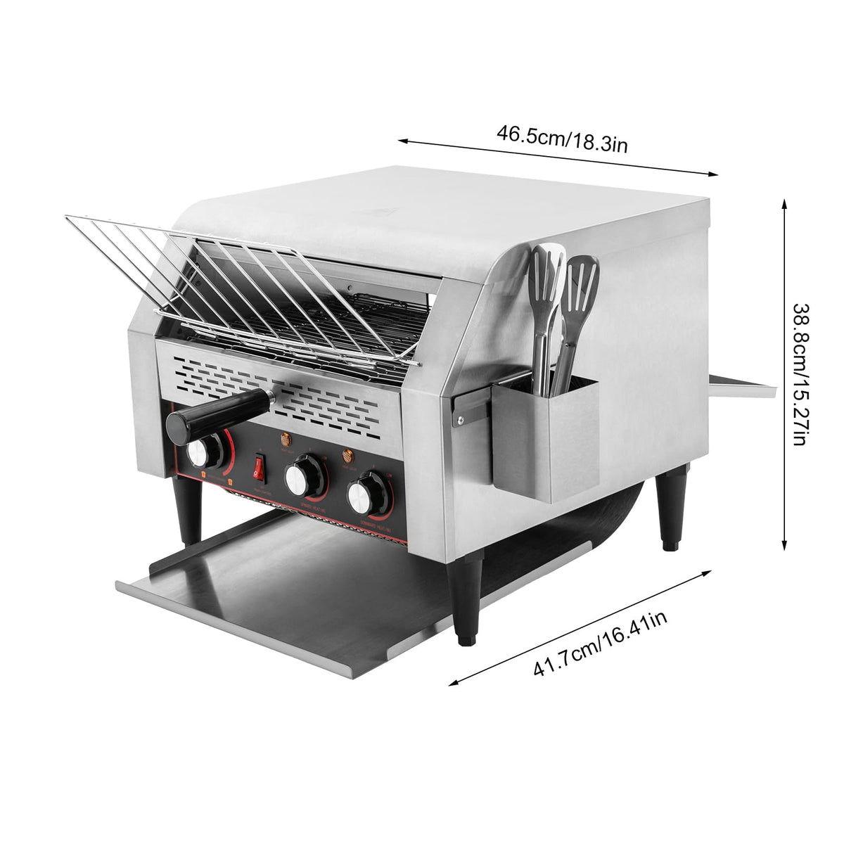2400W Commercial Conveyor Toaster, Electric Industrial Belt Toasters Oven, 450 Slices/Hour Heavy Duty, Electric Restaurant Toaster Maker for Bun Bagel Bread Waffle Restaurant Buffet (450 Slices/H)
