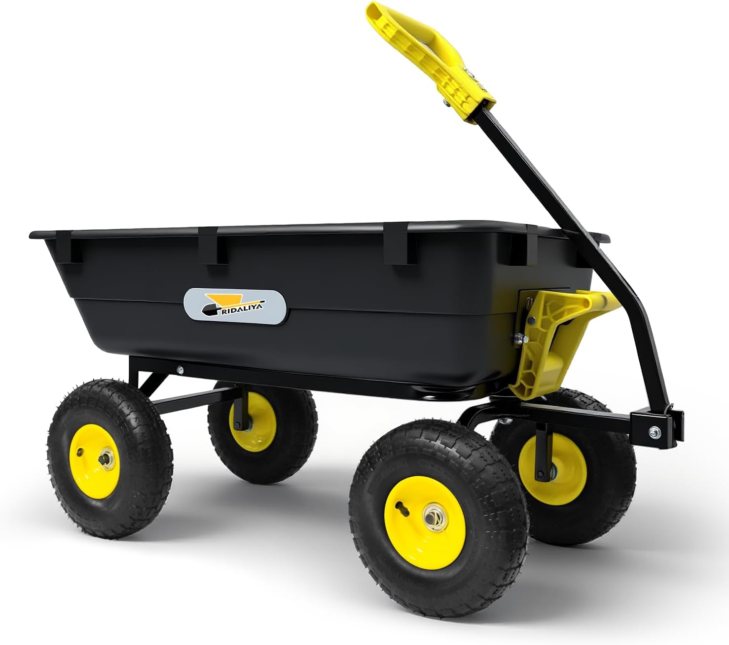 Garden Dump Cart, Heavy-Duty Utility Wagon with 950 lb Capacity, 5 Cu Ft Bed, 10" Pneumatic Tires, 180° Pivot