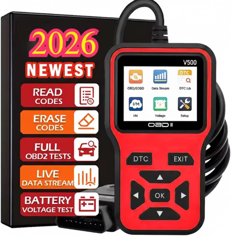 V500 OBD2 Scanner Diagnostic Tool, Professional Code Reader with Live Data Stream, DTC Lookup, I/M Readiness, O2