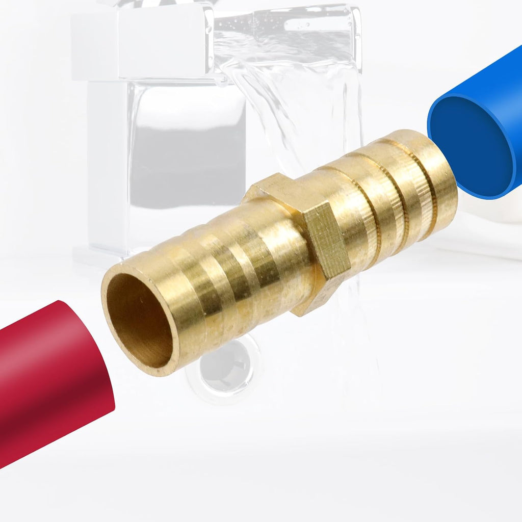 Antrader 10 Pack 1/2" x 1/2" Brass Straight Barb Coupling PEX Hose Fittings