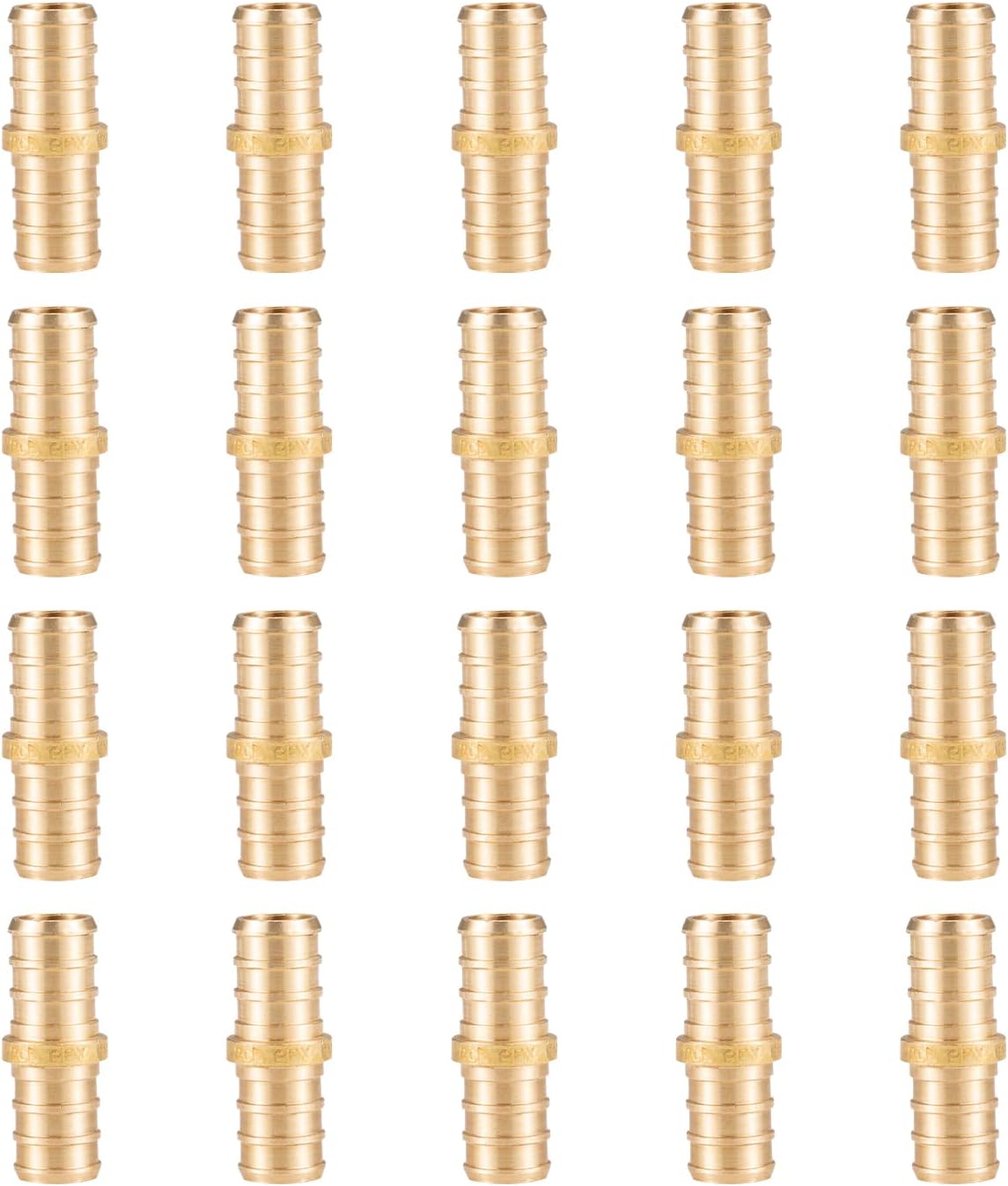 WMAXPFIT(20 Pack) 1/2 Inch PEX Coupling F1807, LF Brass crimp fitting for PEX-b pipe