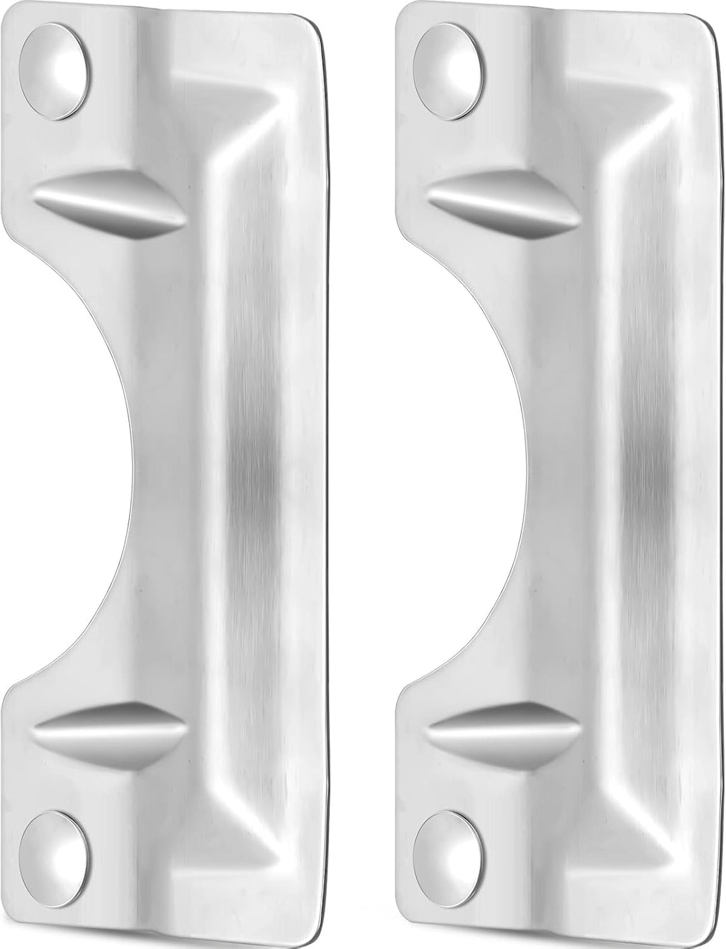 2 Pcs Door Latch Guard Stainless, Reinforcement Ribs Style, Silver | 3" x 7'' Door Latch Cover, Door Security Plate