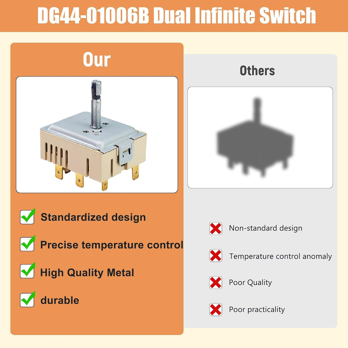 DG44-01006B PER001-12D Dual Infinite Switch Compatible with Samsung Range