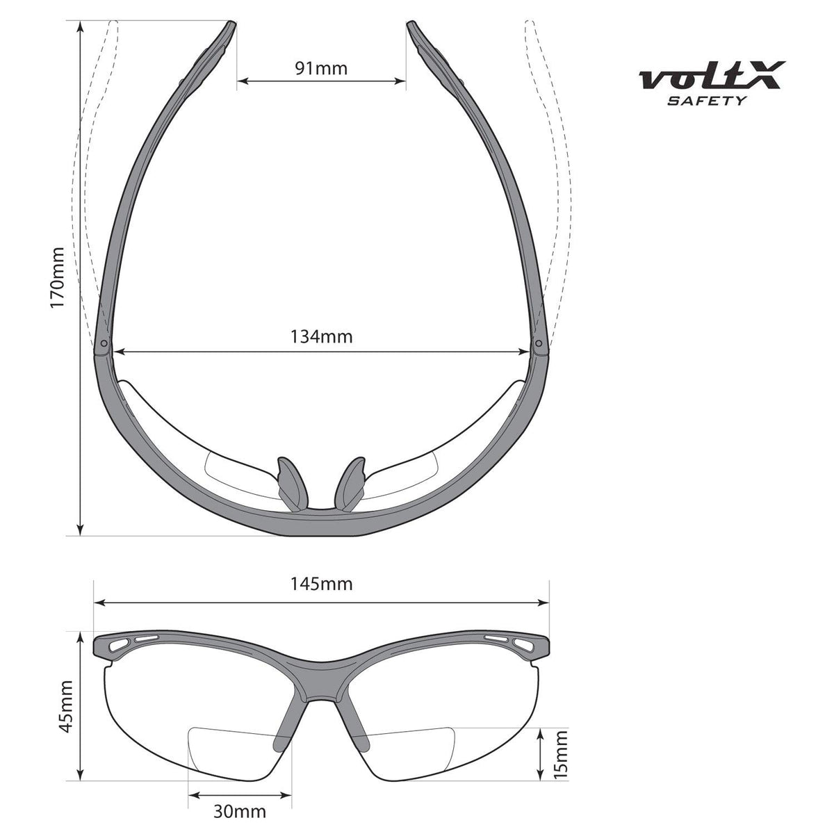 CONSTRUCTOR Mirror Bifocal Reading Safety Glasses +3.0 Dioptre