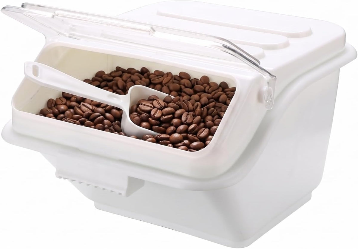 2.6 gal White Ingredient Bin with Measuring Spoon, 1 Count