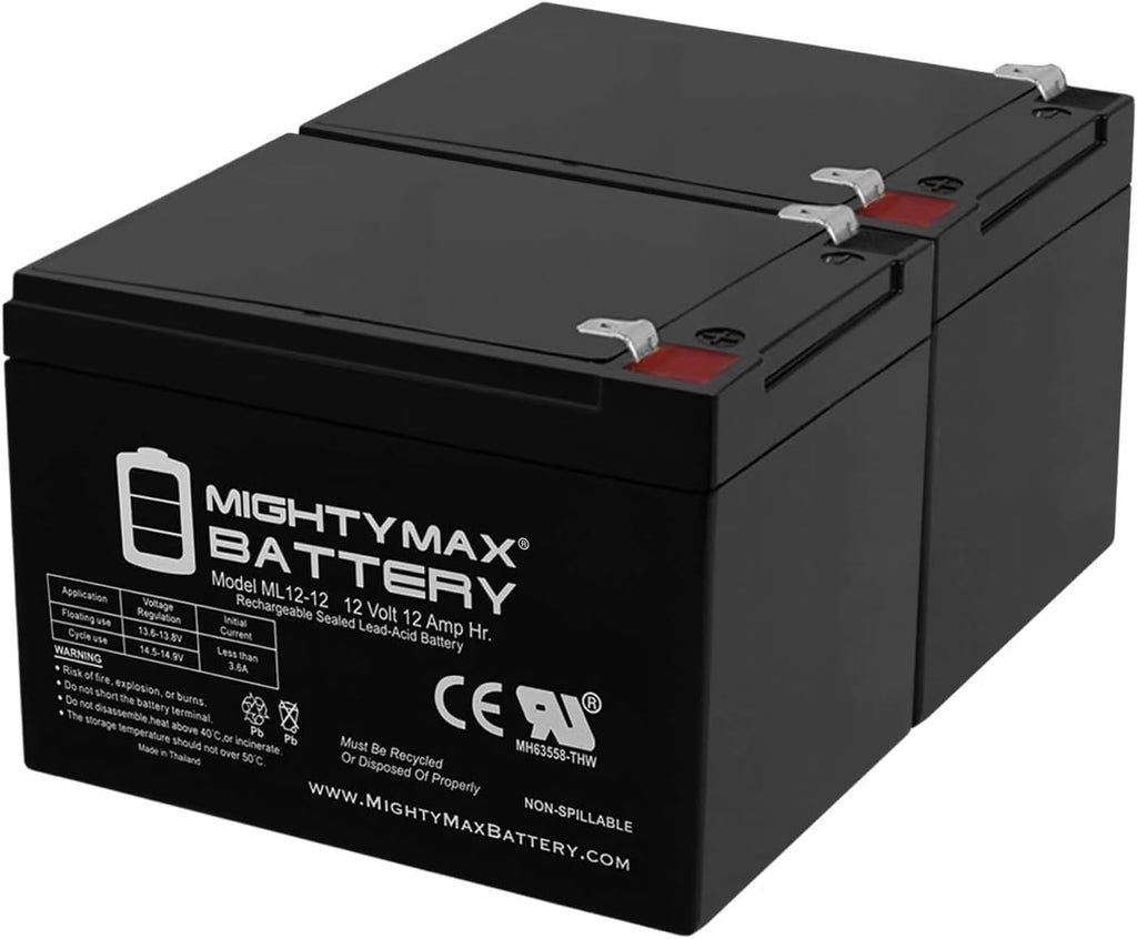 Mighty Max Battery 12V 12AH Battery for Pride Mobility Travel Pro 3-Wheel - 2 Pack