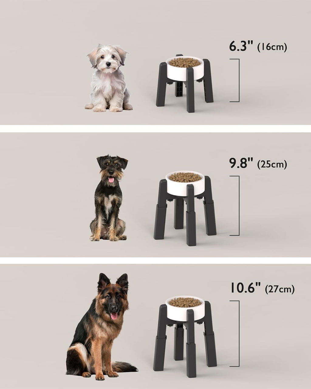 Dog Bowl Stand with Adjustable Height and Width [Stand Only], Elevated Pet Water & Food Feeder for Medium & Large