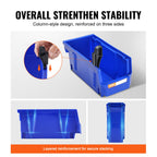 Plastic Storage Bins 12 Pack (11 x 5 x 5-Inch), Hanging Stackable Storage Organizer Bins, Heavy Duty Stacking