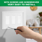White Modern Decorative Triple Decorator Light Switch Covers Plate