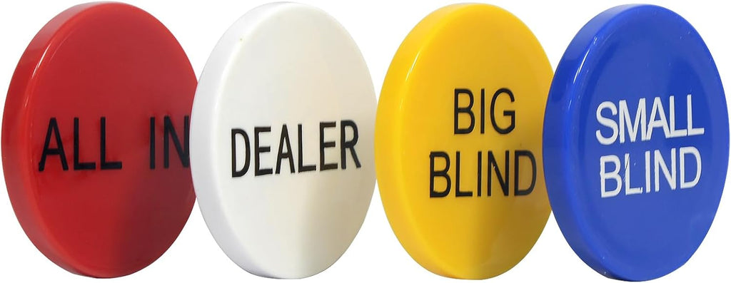 Casino Craps Dealer Button Small Blind Big Blind All in Poker Gaming Accessories Set of 4 for Texas Hold 'em