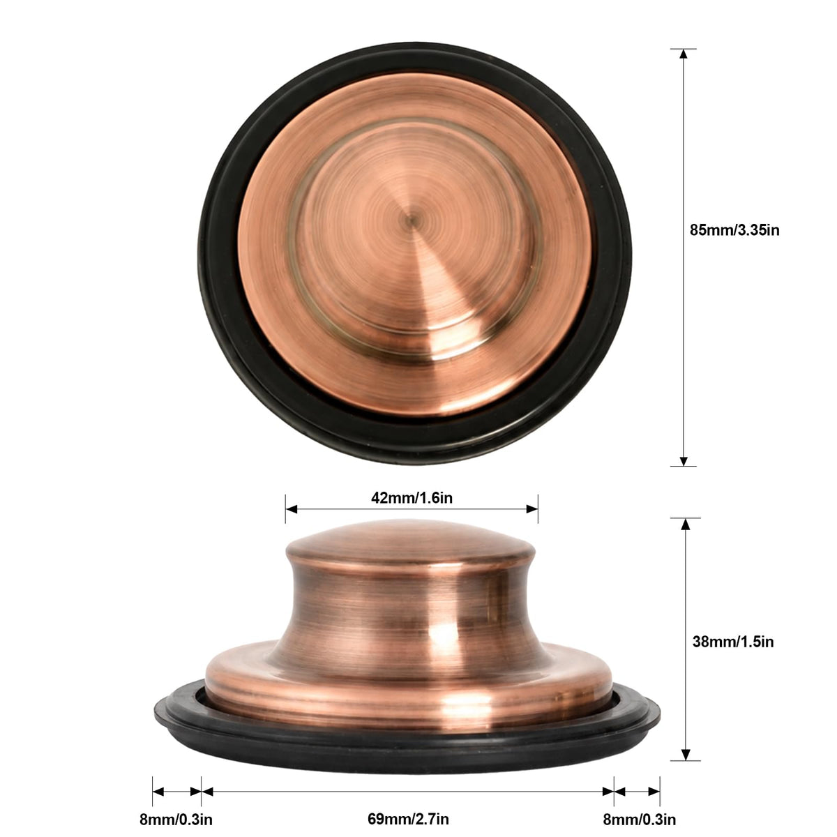 RQYEKDO 3.35" Garbage Disposal Replacement Stopper Antique Copper Sink Plug