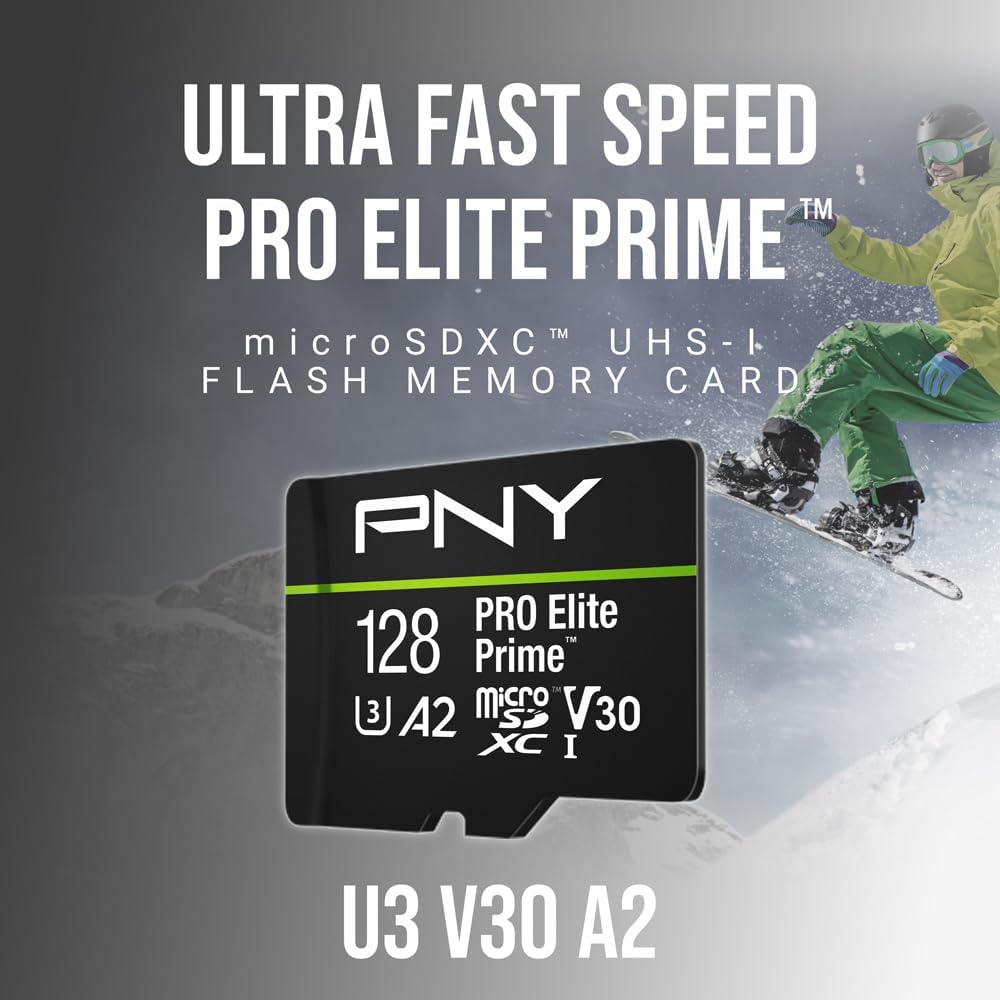 128GB PRO Elite Prime C10 U3 V30 A2 microSDXC Flash Memory Card 2-Pack