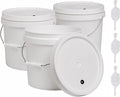 2 Gallon Fermentation Bucket with Lid, Grommet & twin bubble airlock (3 Pack)|HDPE Brew Bucket with Handle &