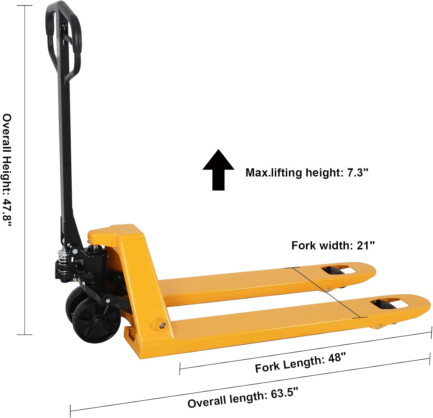 Manual Pallet Jack 5500 lbs Capacity, 21" x 48" Narrow Forks, Heavy Duty Hand Pallet Truck with Durable Nylon Wheels