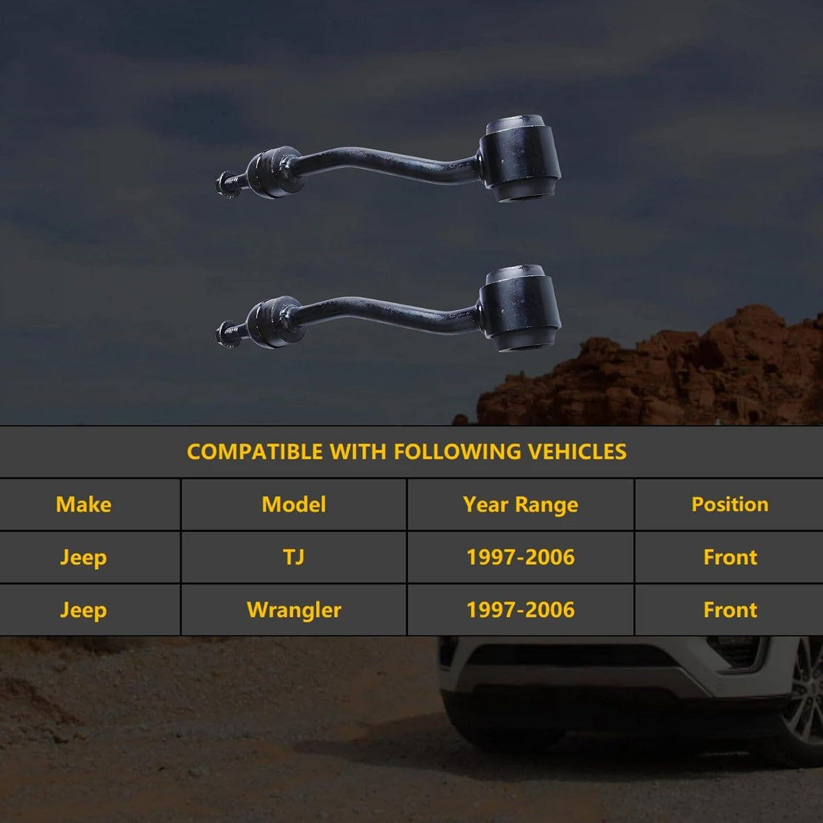 2pc Front Sway Bar Link Kit K3197 for Jeep Wrangler/TJ 1997-2006