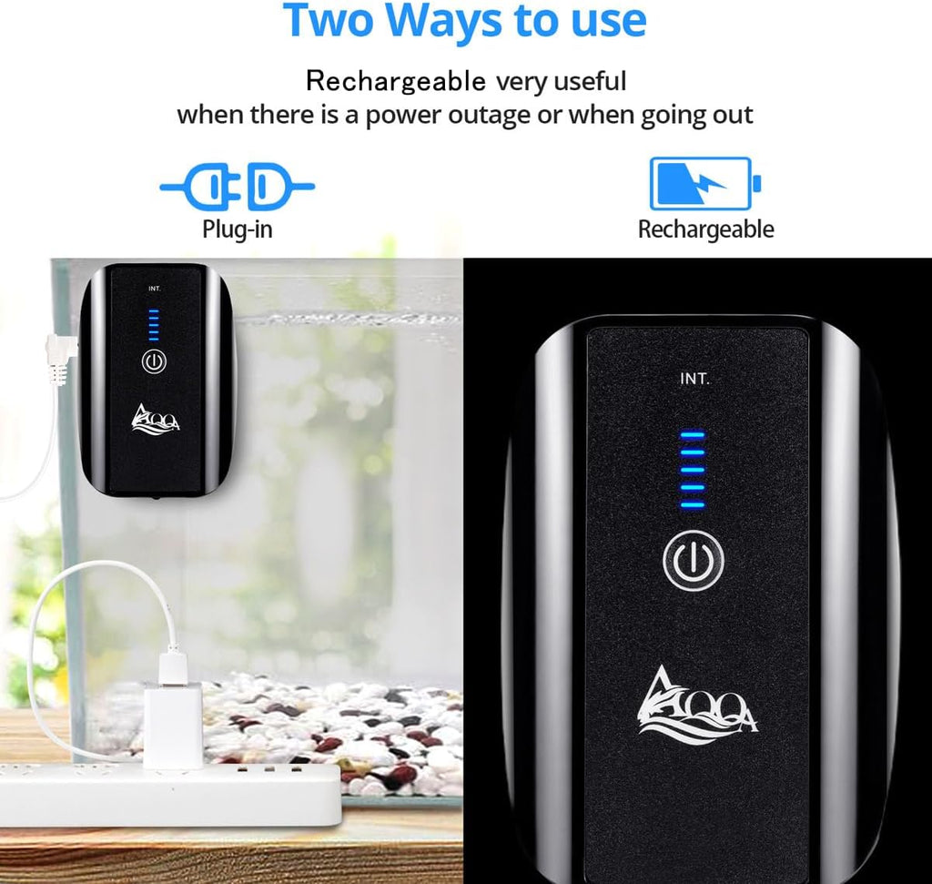 Aquarium Air Pump Battery Powered USB Rechargeable Aerator Oxygen Pump
