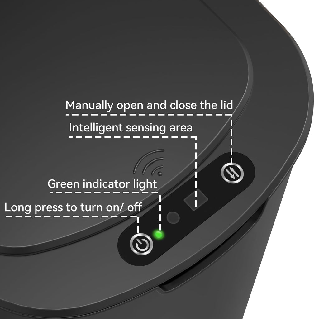 5 Gallon Motion Sensor Bathroom Trash Can Automatic Garbage Cans with Lid Touchless Smart Slim Plastic Trash Bin for