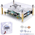 GeeekPi Acrylic Case for Raspberry Pi 4 Model B & Raspberry pi 3 Model B+, Pi Case with Cooling Fan and 7PCS Heatsinks for Raspberry Pi 4 Model B/Pi 3B+/ Pi 3B/ 2B (Clear)