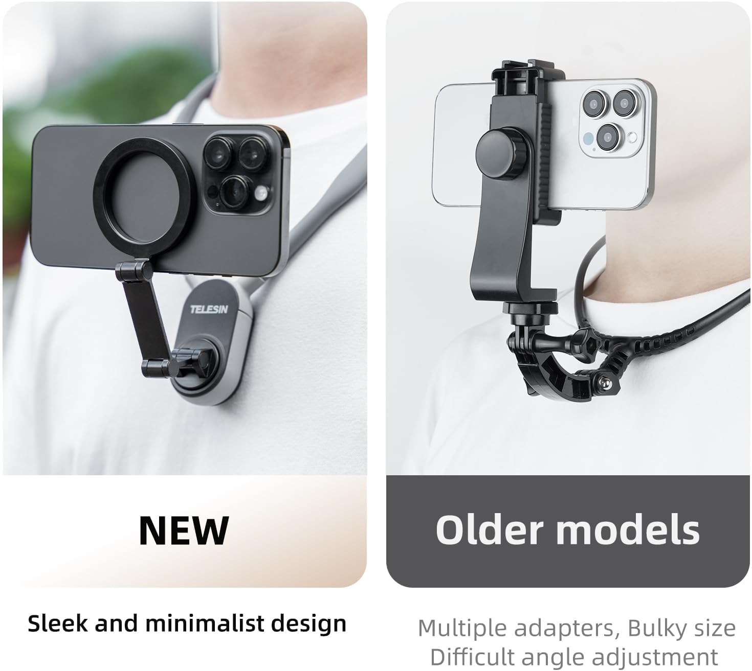 Magnetic Neck Mount for Phones, Neck Cell Phone Holder POV/Vlog Selfie Mount Hand Free Phone Neck Holder Chest Stand