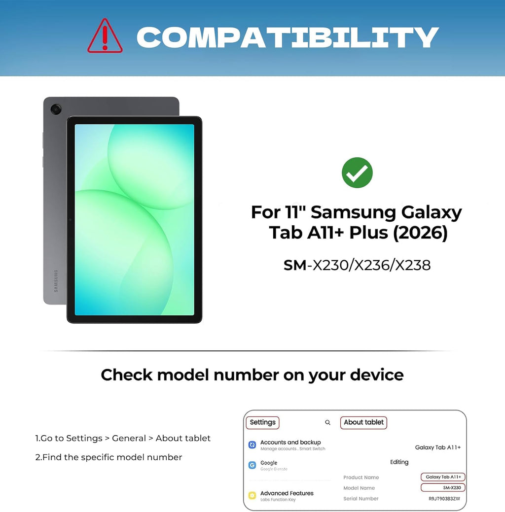 for Samsung Galaxy Tab A11+ Plus Case with Keyboard Ultra-Light | Ultra-portable, Magnetic Folio, Multi-Touch